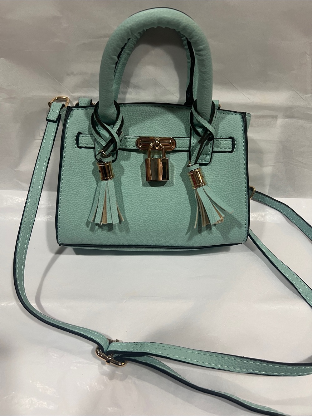 Claire's Mint Green Mini Satchel with Tassel Accents